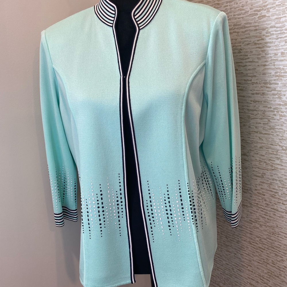 Ming Wang Light Mint Green Knit Jacket